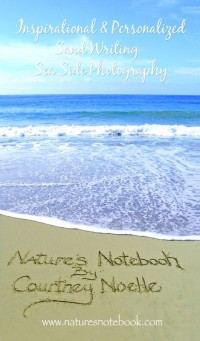 Sandwriting beach themed promotional postcard